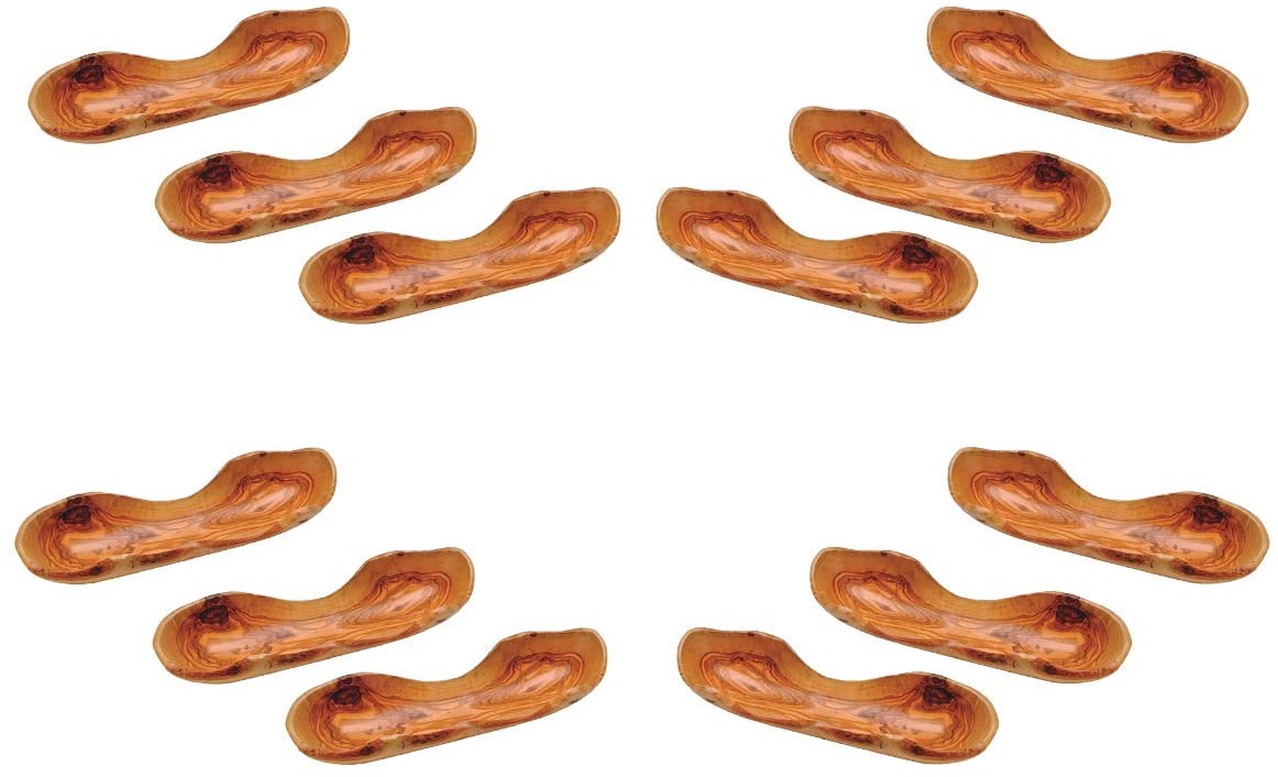 (D) Bread Basket Olive Wood Laguiole Berard Hand Made French, Vintage (12 PC)