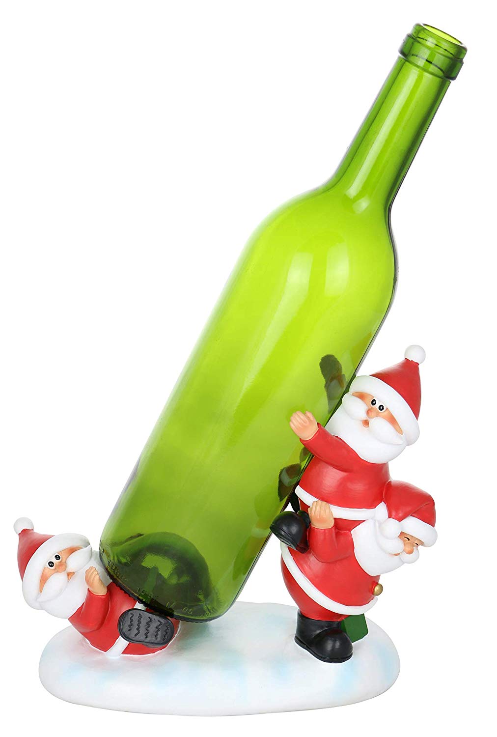 (D) Wine Bottle Holder, Tumbling Santa Clauses for Dining Table & Bar Counter