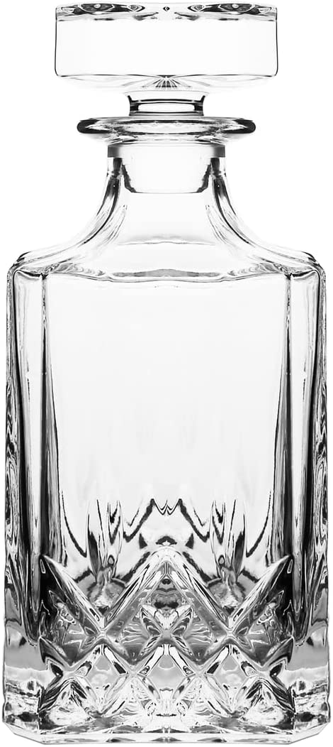 (D) Crystal Decanter Design at Bottom Set with 6 Cups Clear