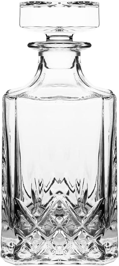 (D) Crystal Decanter Design at Bottom Set with 6 Cups Clear