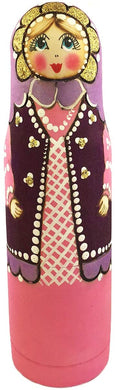(D) Russian Souvenirs Nesting Doll Tall Matryoshka Pink Pen Pencil Holder