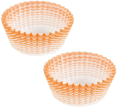 Ateco Baking Cups for Cupcakes or Muffins (2 PC, 1” Base X .75” Orange Stripe)