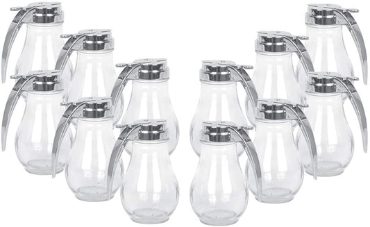 Glass Beverage Dispenser 14 Oz with Handle and Cast Zinc Top, Syrup Dispenser (12)