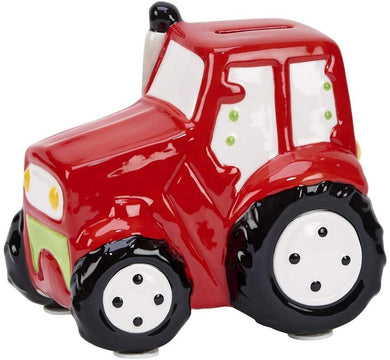 (D) Coin Jar for Kids, Red Toy Trucks for Boys, Ceramic Toy Coin Bank