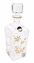 Denizli Spirits Whisky Bottle Handmade Crystal Decanter with 24K Gold Ornament, Lead Free (27 Oz, Bloom)