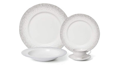 Royalty Porcelain 20-pc Dinner Set for 4, Gold, Bone China (Infinity Platinum)