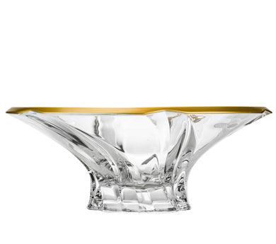 Bohemia Collection Footed Fruit Gold Rim Bowl 'Aurum' Serving Platter 14 Inch