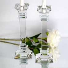 (D) Judaica Set of 2 Crystal Taper Candleholder Clear Modern (7,8'')