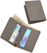 (D) Leatherette Wallets for Men 4'' x 3.25'' 6 Slots for Credit Cards (Grey)