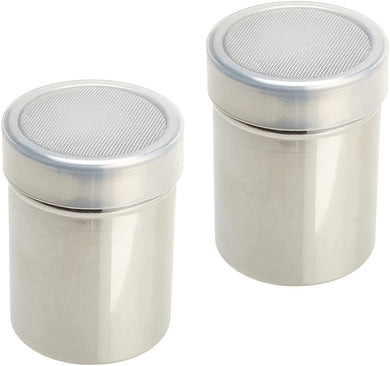 Ateco 1348 Sugar Powder or Salt Shaker 10 oz with Plastic Cap (2 PC, Mesh Top)