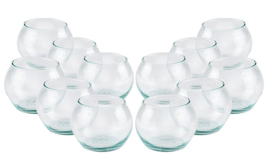 (D) Glass Candle Holder Large 12 Pc, Table Centerpiece, for Tea Lights, Votive Candles