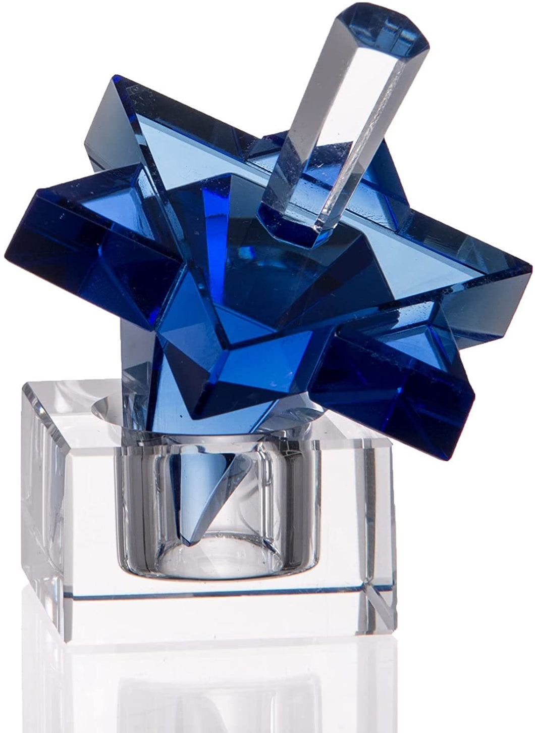 (D) Judaica Star of David Crystal Dreidel Jewish Hanuka Centerpiece (Blue)