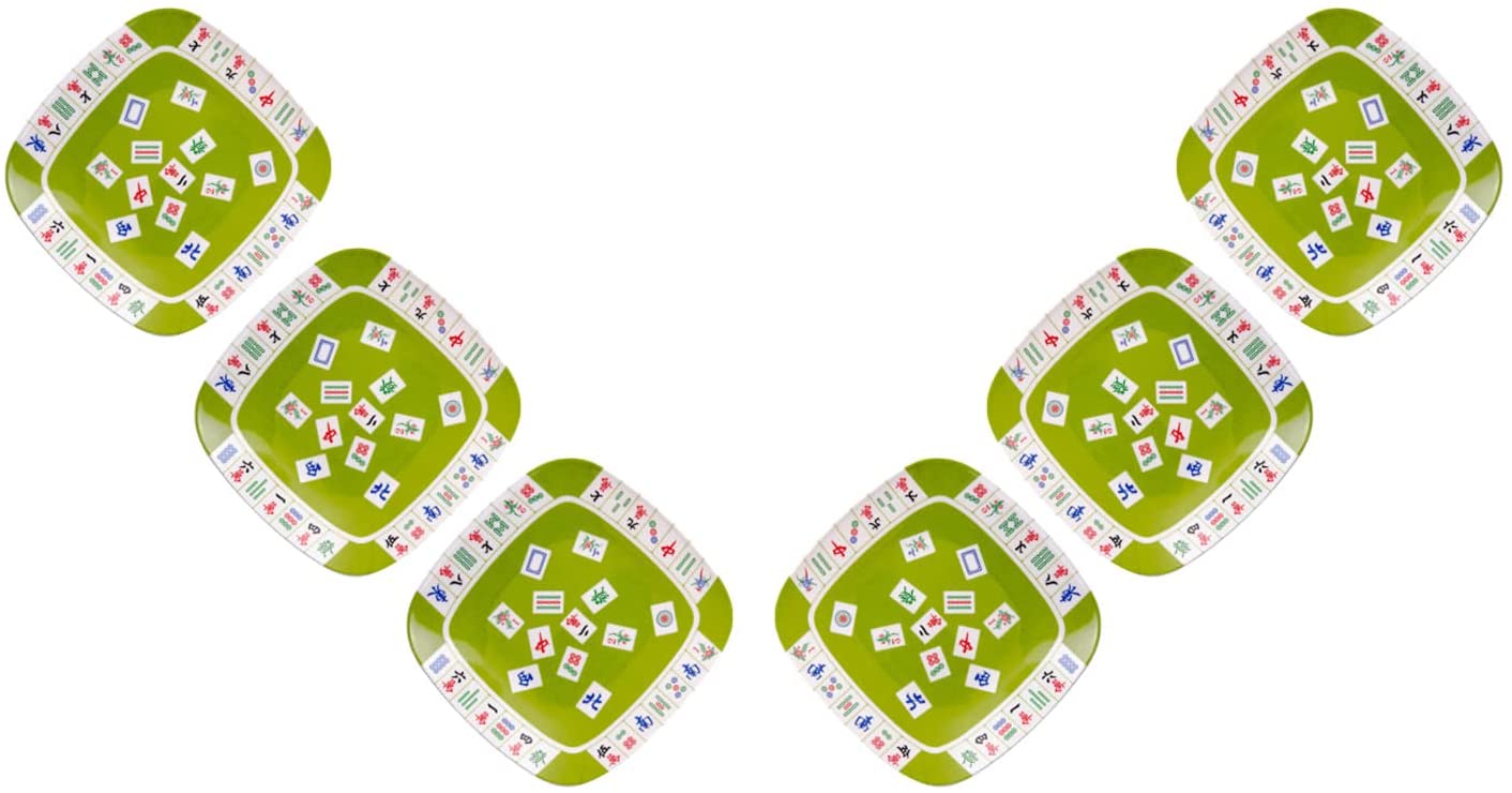 (D) Judaica Melamine Mah Jongg Desert Plate Set Green 8.5'' 6 PC