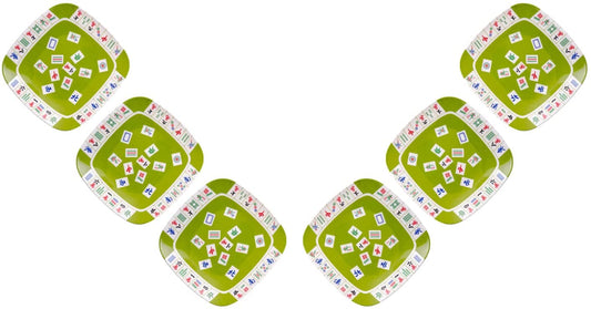 (D) Judaica Melamine Mah Jongg Desert Plate Set Green 8.5'' 6 PC