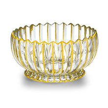 Gifts Plaza (D) Glass Fruit Bowl Gold and Clear Fluted Bowl Centerpiece