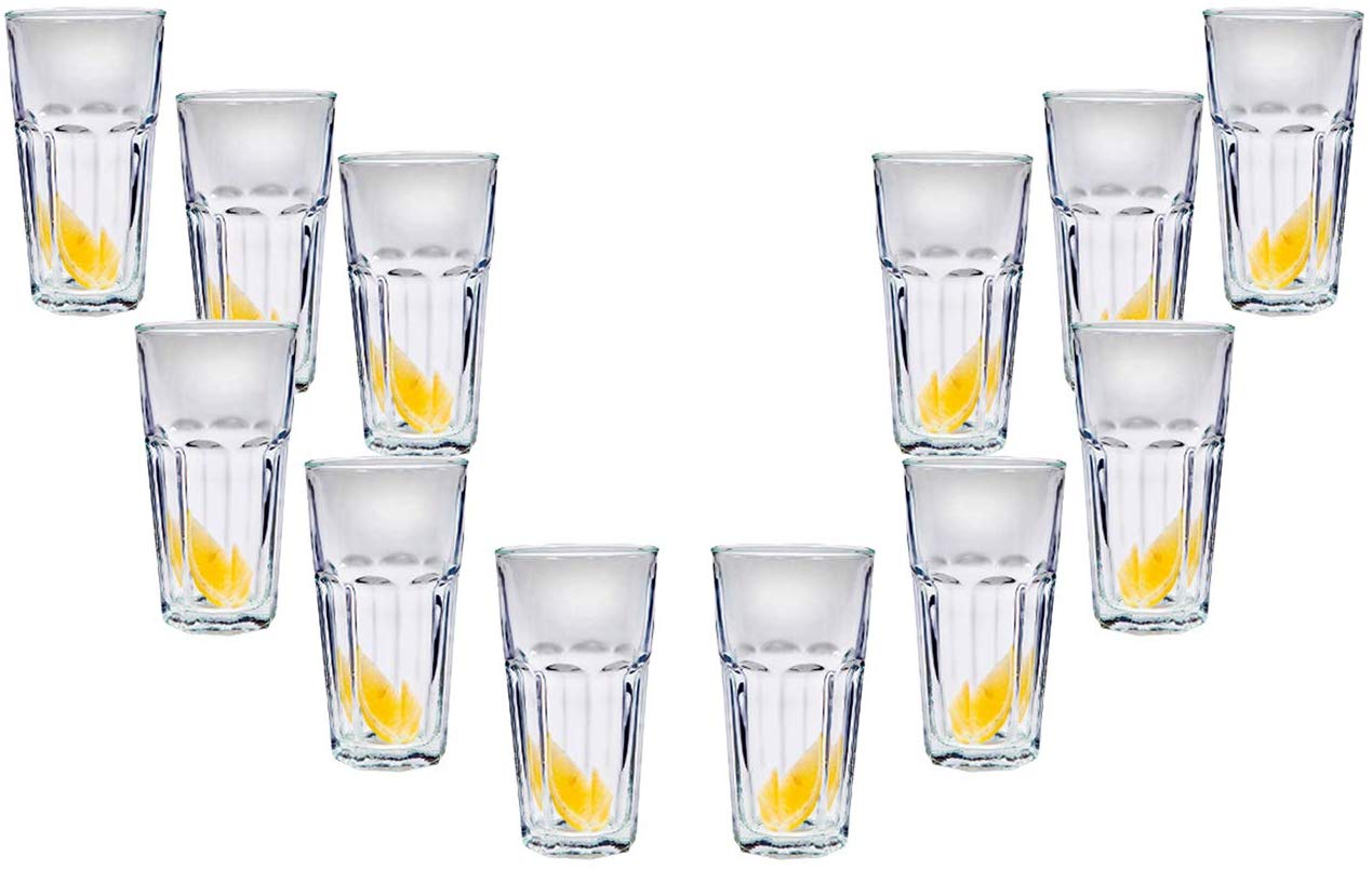 Lisboa Cooler, Stemless Cocktail Glasses 16 Oz, Party Glassware Set of (12)