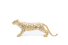 Trinket Jewelry Box with Swarovski, Decorative Figurines White Leopard 9.5 Inch