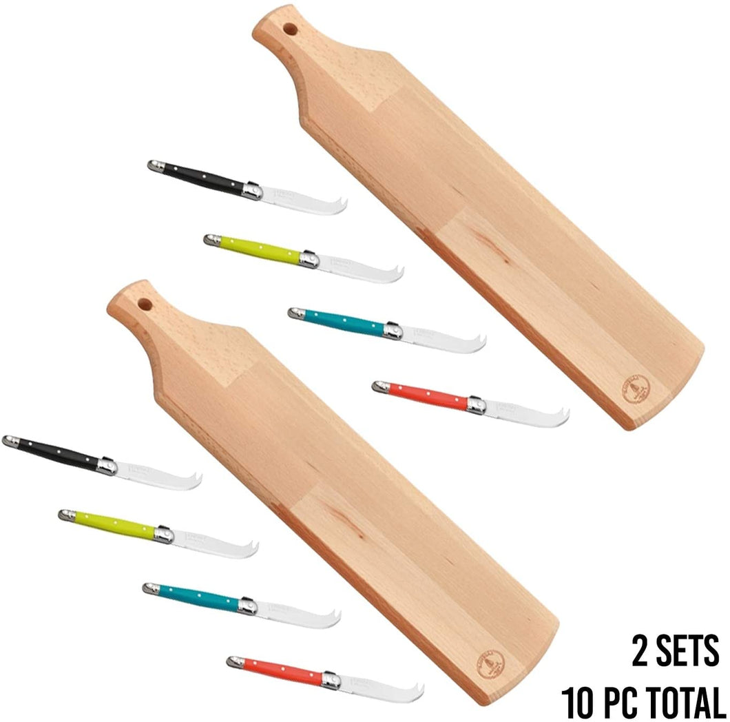 (D) Laguiole Rainbow Knives Kitchen Set - Tapas Board Breadboard Kit 2 PACK