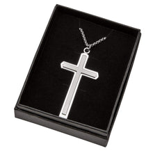(D) Big Stainless Steel Cross, Silver Necklace Metal Chain Jewelry