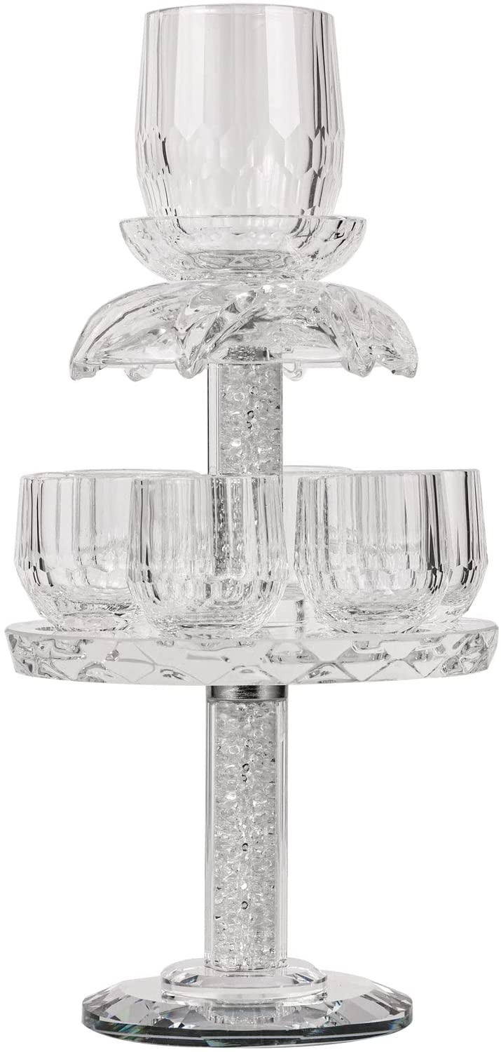 (D) Judaica Crystal Fountain Cup Set with Crushed Gemstones