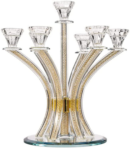 (D) Judaica Crystal Candelabra with Inner Net Design 7 Arms