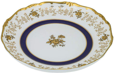 Royalty Porcelain White Floral Serving Platter with Blue Gold Strip (12R)