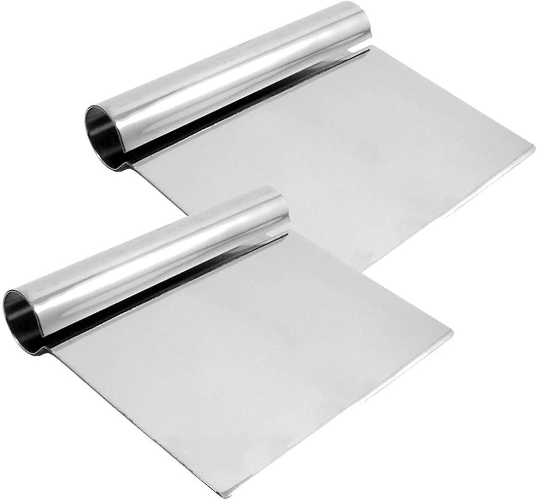 Stainless Steel Bench Scraper, Chopper Scraper with Metal Handle for Bakeware (2 PC)