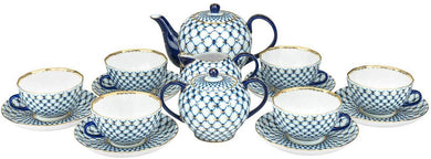 Royalty Porcelain 17-pc Tea Cobalt Blue Set For 6, Bone China Porcelain