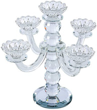 (D) Judaica Round Crystal Candelabra 5 Arms 'Ball' Candle Hilder 9.4"