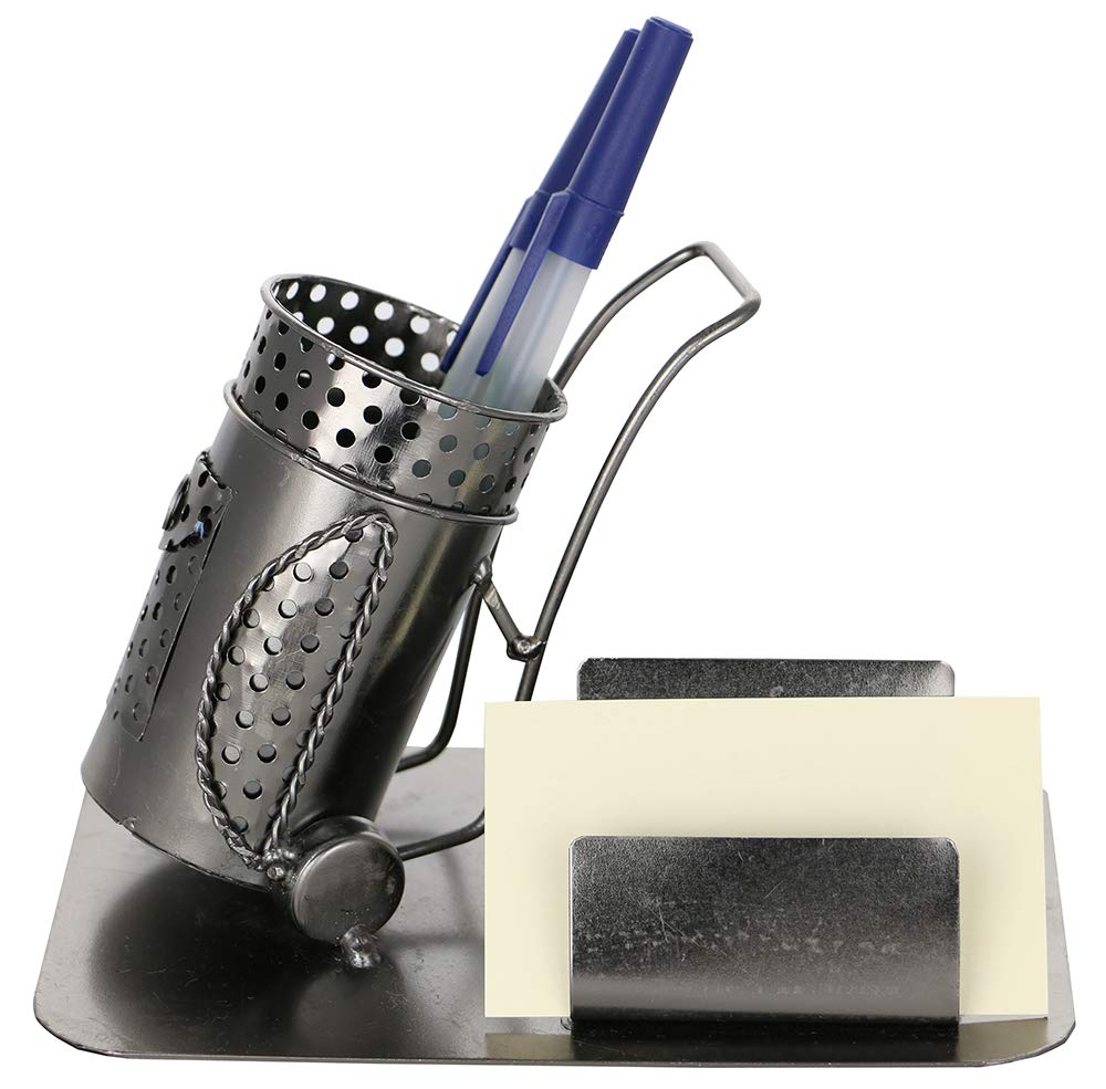 (D) Metal Golf Bag Business Card and Pen Holder for Desk, Industrial Style