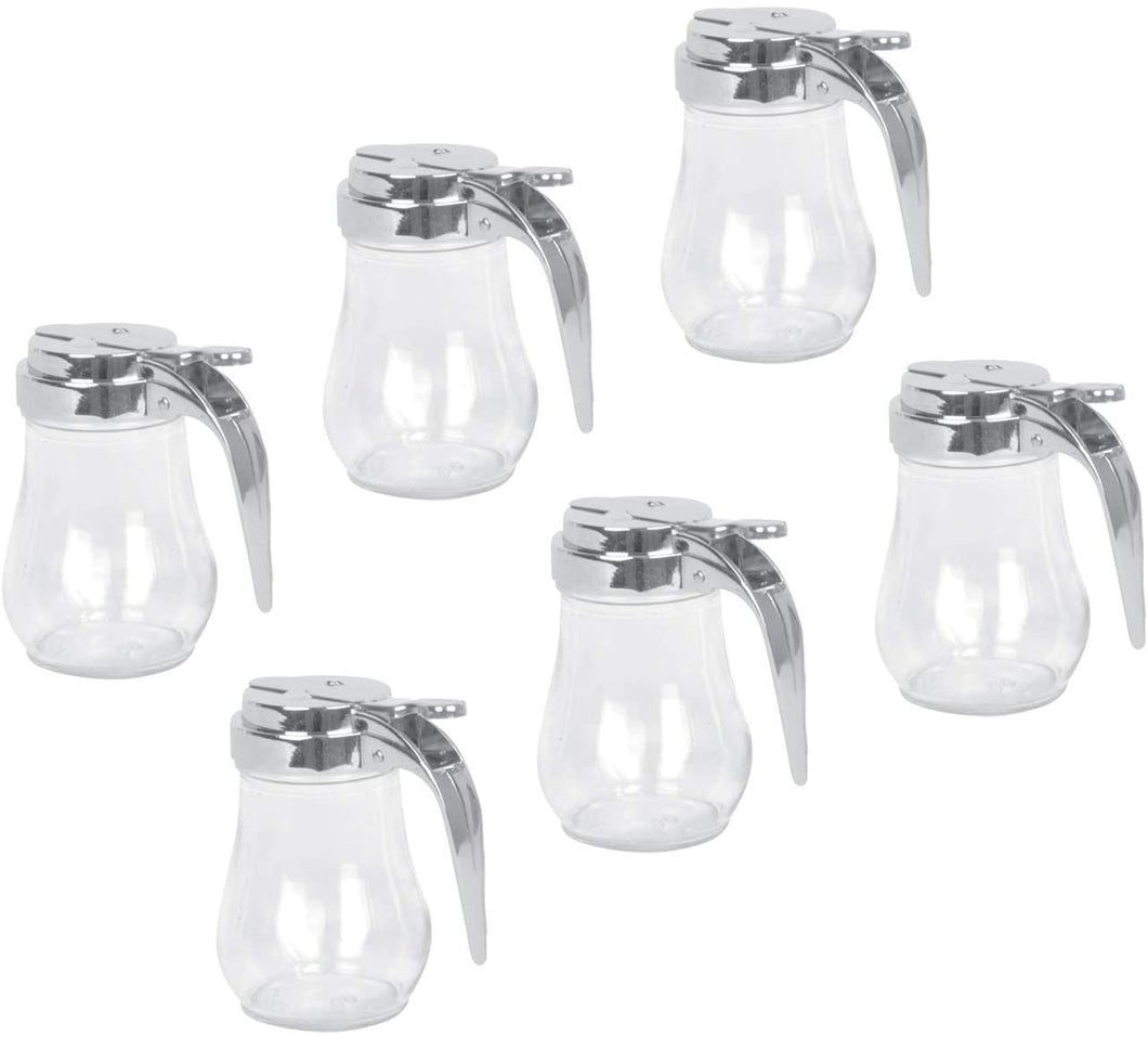 Glass Beverage Dispenser 6 Oz with Handle and Cast Zinc Top, Syrup Dispenser (6 PC)