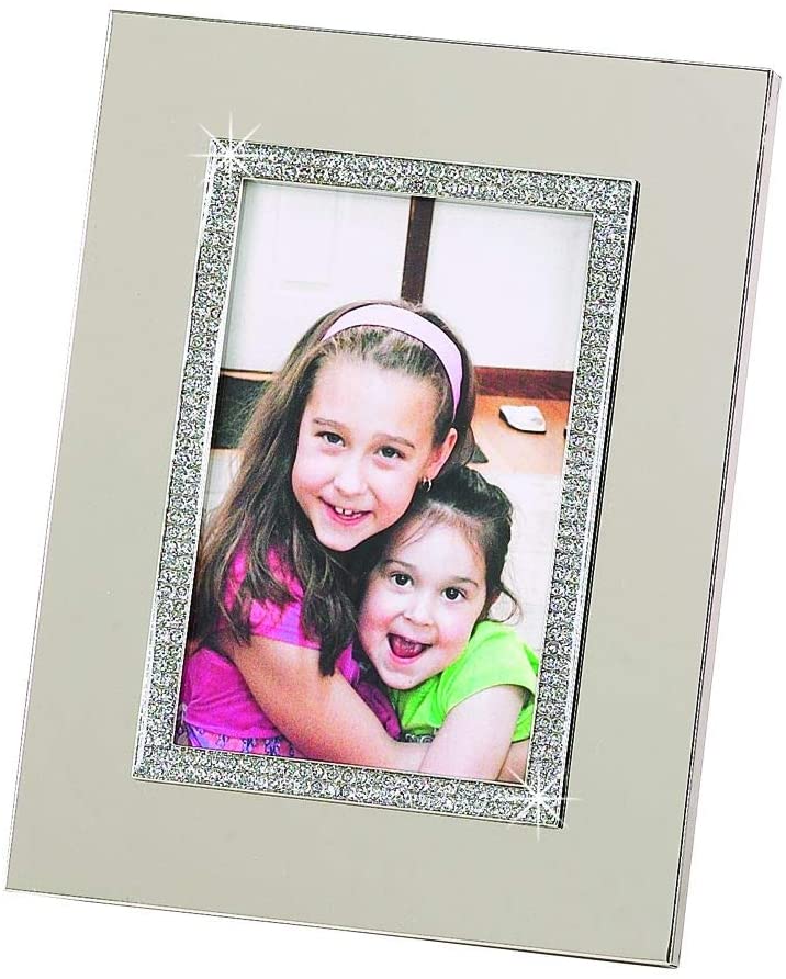 (D) Photo Frames 4x6 Metal Crystallized Silver Frame for Family or Wedding Pictures