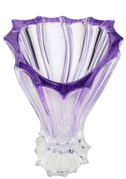 Bohemia Collection Footed Crystal Flower Centerpiece Vase 16 Inch (Purple)