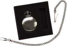 (D) Hand-Wind Mechanical Silver Pocket Watch with Chain for Men