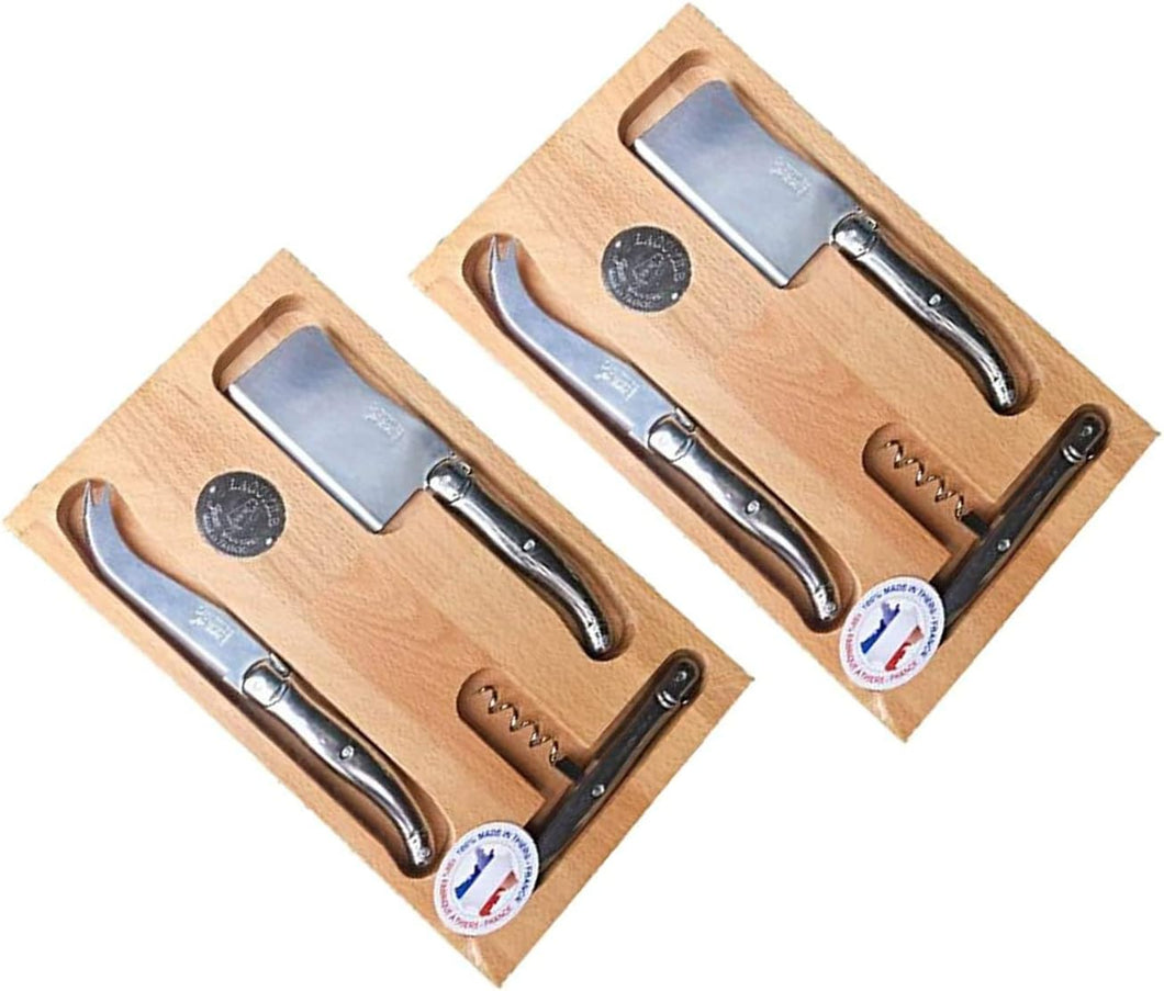 (D) Cheese Knife Set, Stainless Steel Spreaders Set with Wine Corkscrew 2 PACK