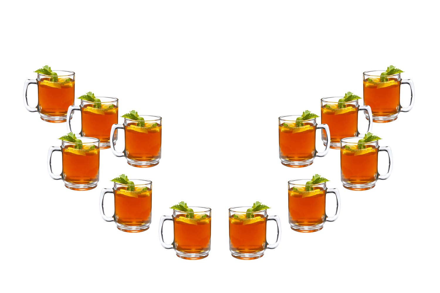 Ideal Clear Glass Coffee Mugs, Tea Cup 9 Oz, Small Coffee Set of (12)