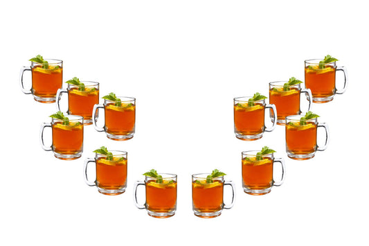 Ideal Clear Glass Coffee Mugs, Tea Cup 9 Oz, Small Coffee Set of (12)