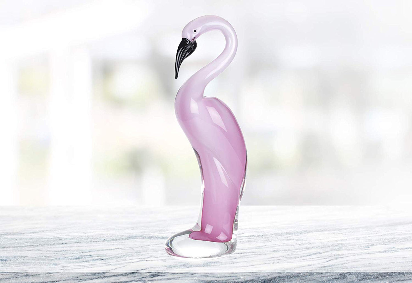 (D) Handcrafted Murano Art Glass Pink Flamingo Figurine 13", Centerpiece