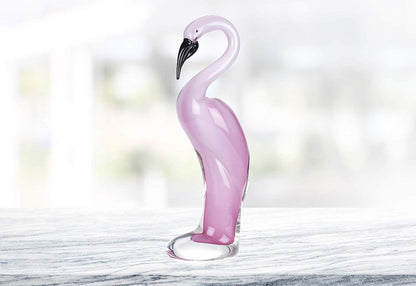 (D) Handcrafted Murano Art Glass Pink Flamingo Figurine 13", Centerpiece