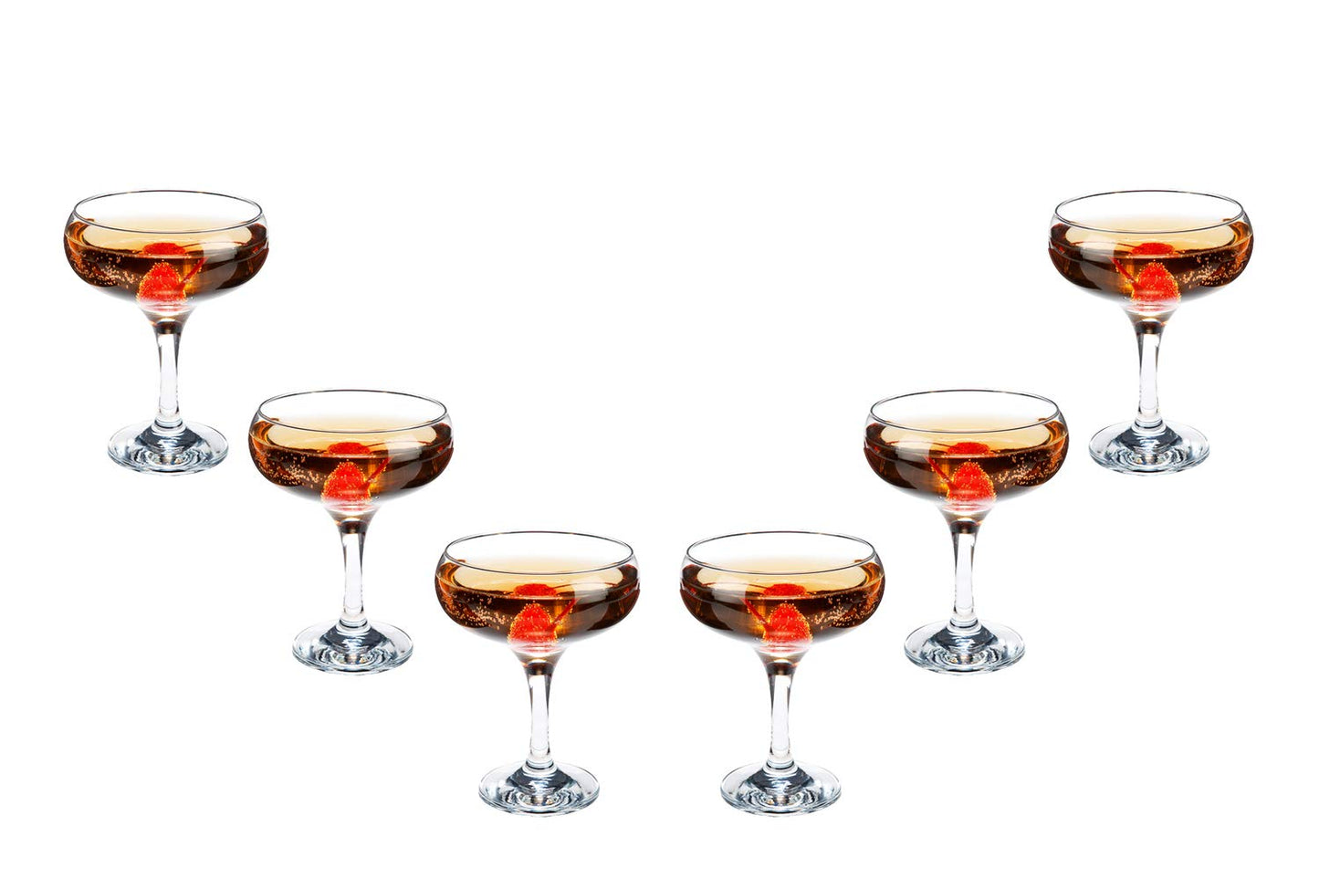 Kouros Champagne Coupe Glasses 9 Oz, Modern Crystal Clear Glassware Set of (6)