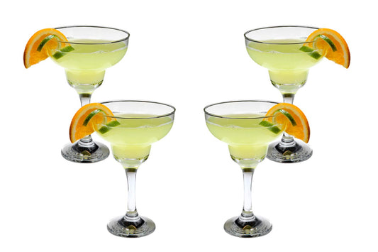 Margarita Stemmed Glasses Set 12 Oz, Crystal Clear Glassware Set of (4)