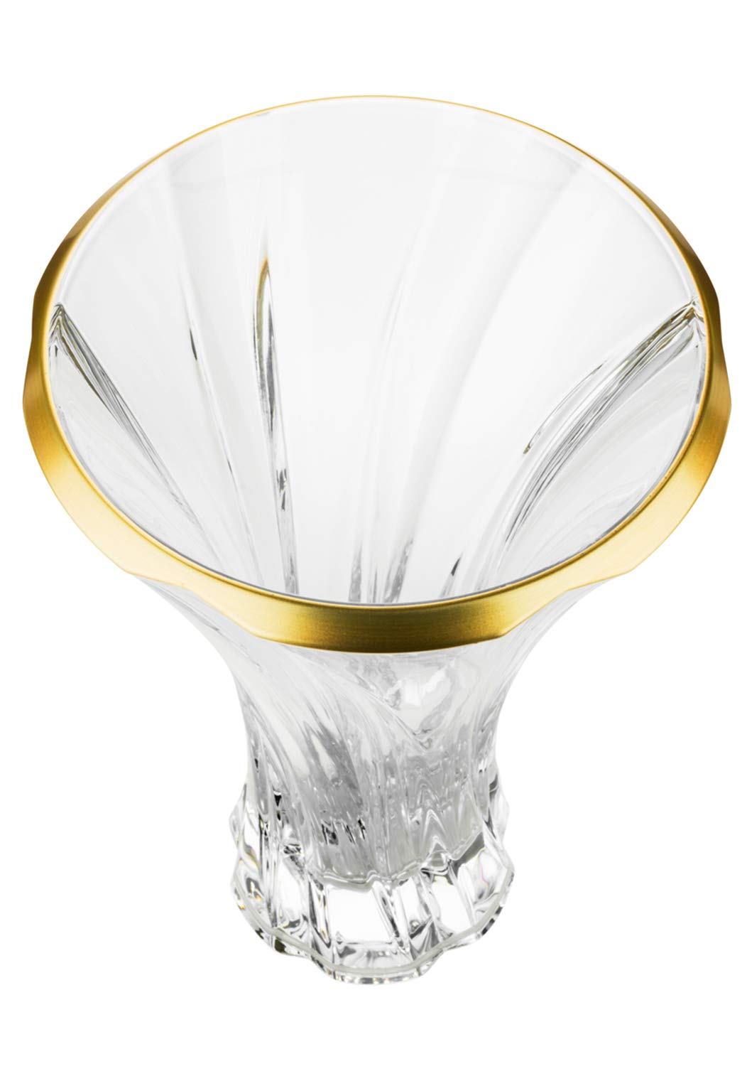 Bohemia Collection Footed Crystal Gold Rim Flower Centerpiece Vase 13 Inch