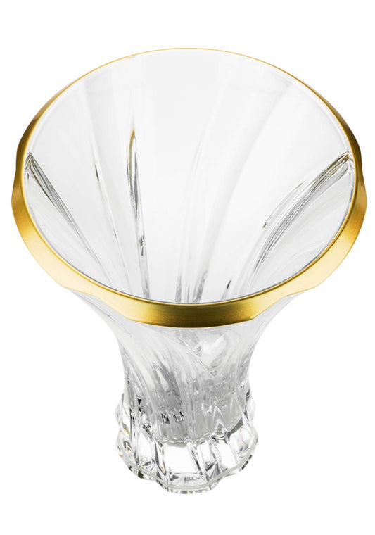 Bohemia Collection Footed Crystal Gold Rim Flower Centerpiece Vase 13 Inch