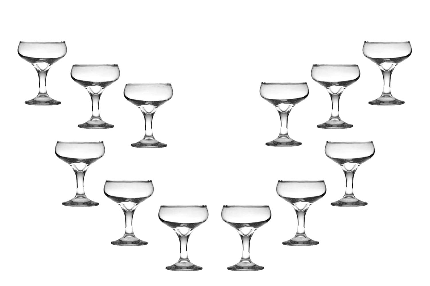 Kouros Champagne Coupe Glasses 6 Oz, Modern Crystal Clear Glassware Set of (12)