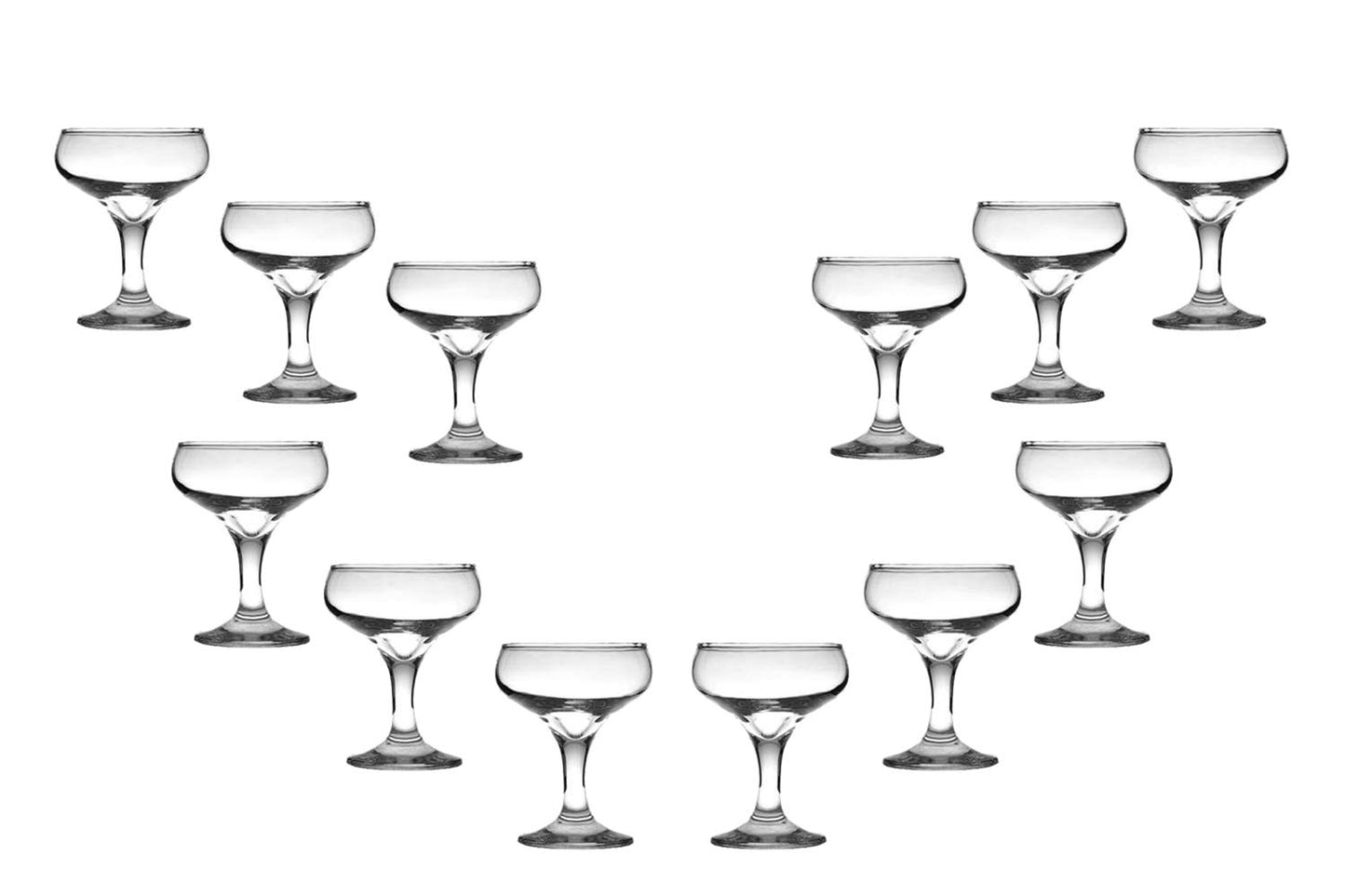 Kouros Champagne Coupe Glasses 6 Oz, Modern Crystal Clear Glassware Set of (12)