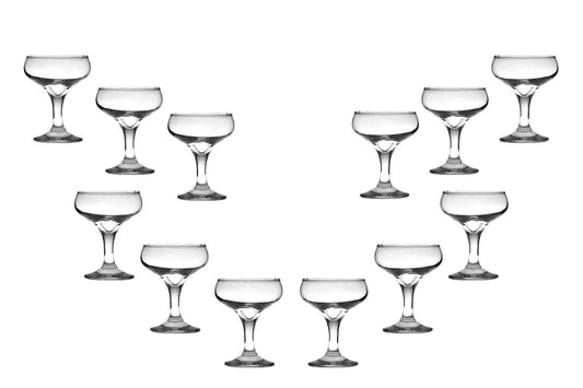 Kouros Champagne Coupe Glasses 6 Oz, Modern Crystal Clear Glassware Set of (12)