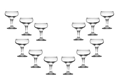 Kouros Champagne Coupe Glasses 6 Oz, Modern Crystal Clear Glassware Set of (12)