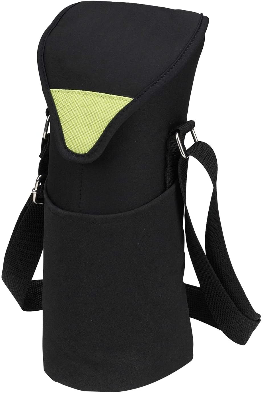 (D) Single Bottle Cooler Tote, Picnic Backpack Bag for Outdoor (Black Green)