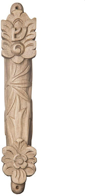 (D) Judaica Wood Crocodile Flower Design Mezuzah Case Brown (6'')