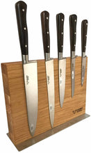 (D) Laguiole 6-Piece Kitchen Cutlery Set on Magnetic Oak Block (Ziricote Wood Handle)